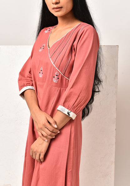 Angrakha Style Dusty Cedar Dress