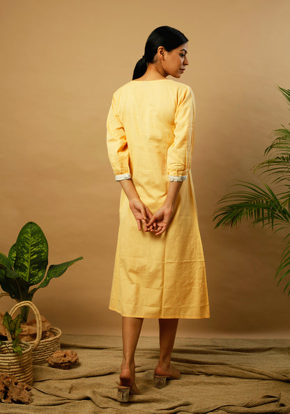 Angrakha Style Mellow Yellow Dress