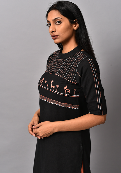 Forest Of Enchantments Black Kurta Set