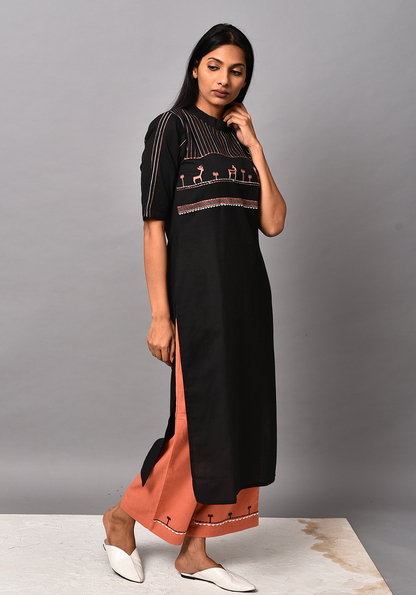 Forest Of Enchantments Black Kurta Set