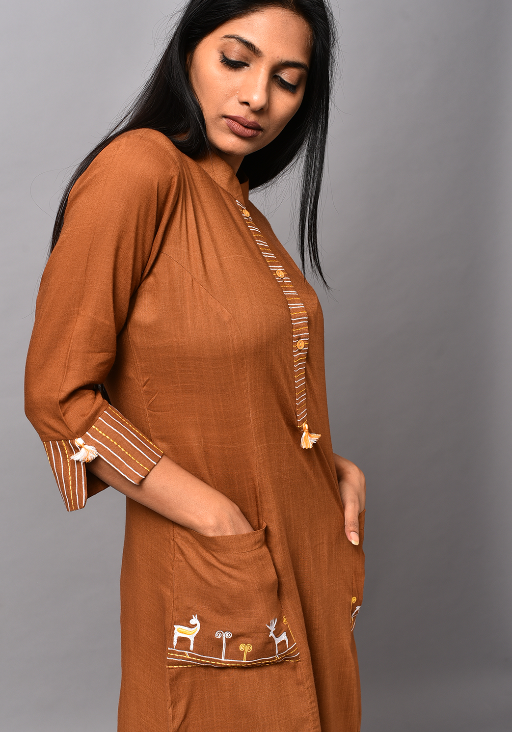 Wanderer A-line Brown Kurta Set