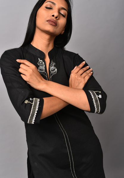 Black Order Of Tribe Kurta Set