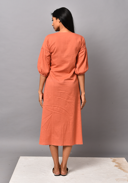 Zorani Gathered Dusty Orange Dress