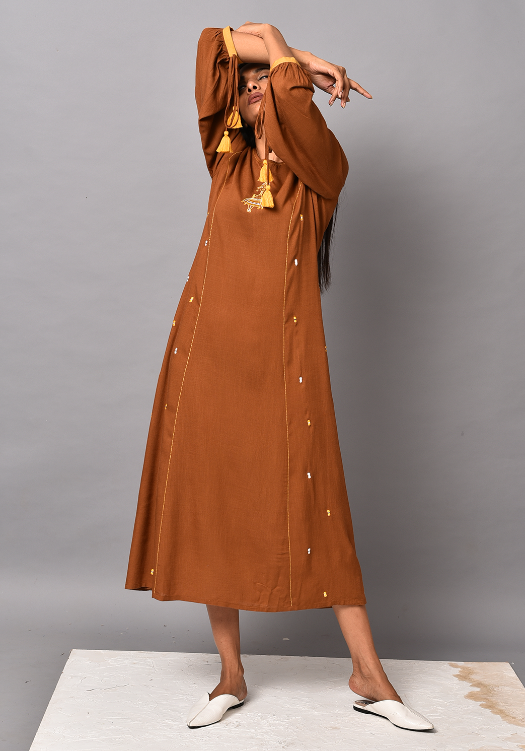 Shafira A-Line Brown Dress