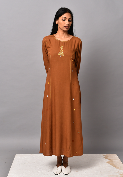 Shafira A-Line Brown Dress