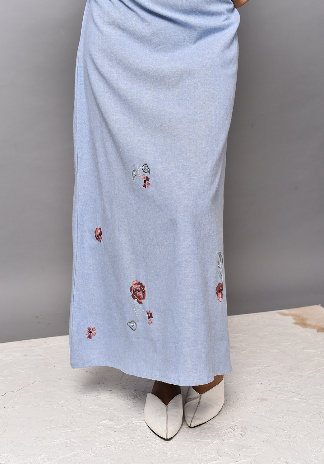 Wan Blue Tie-up Maxi Dress