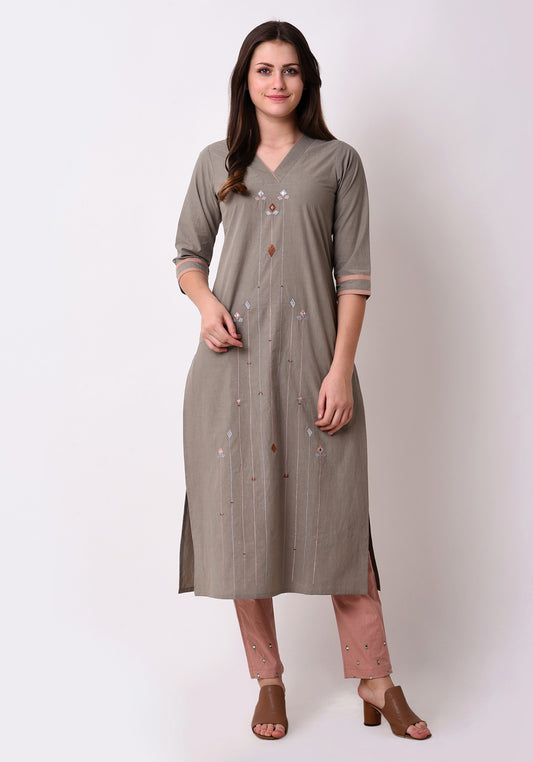Tribal Embroidered Kurta - Fair Green