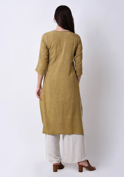 Floral Embroidered Kurta - Apple Green