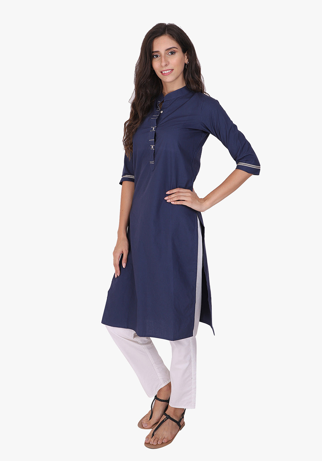 Basic Navy Blue Straight Kurta