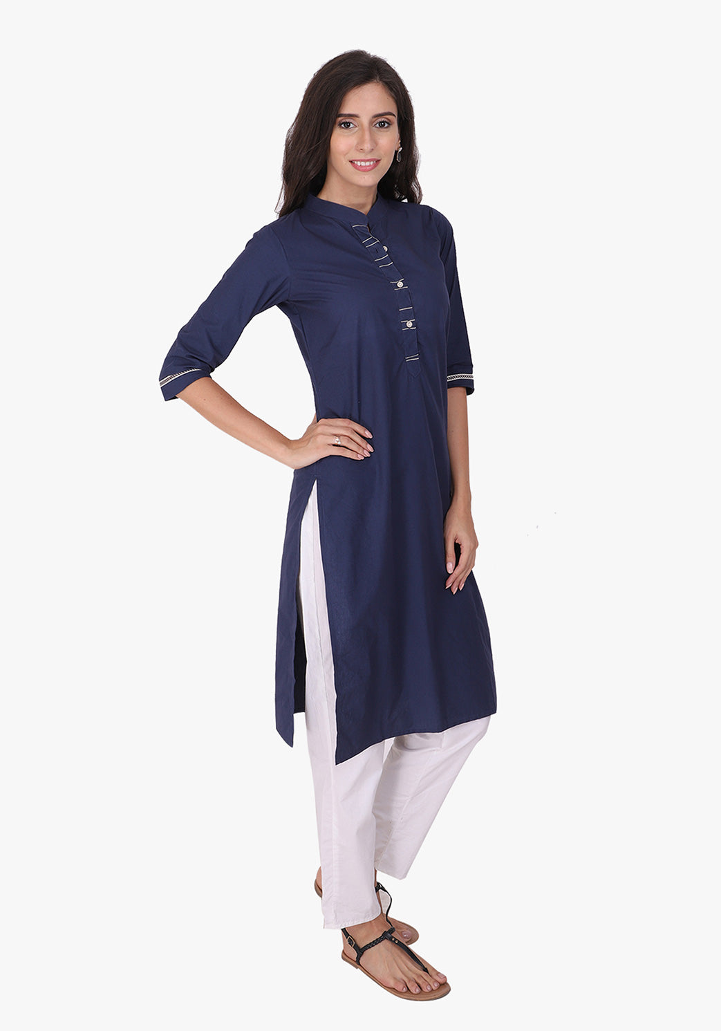 Basic Navy Blue Straight Kurta