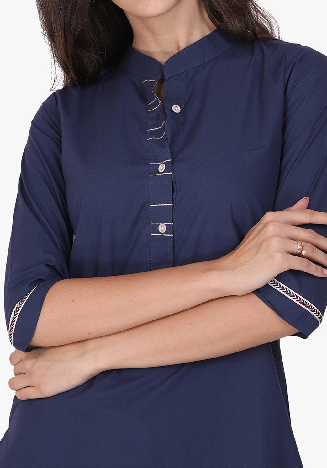 Basic Navy Blue Straight Kurta