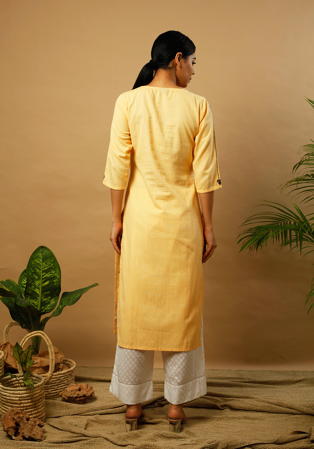 Tribal Embroidered Mellow Yellow Kurta