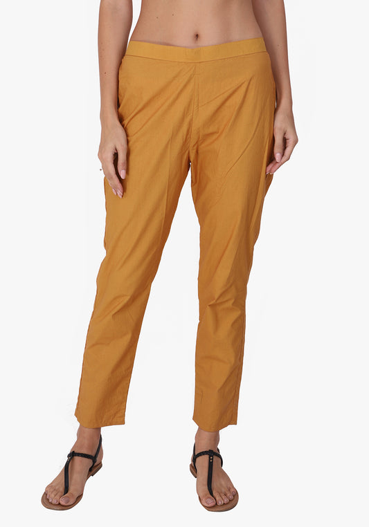 Basic Straight 100% Cotton Mustard Pant