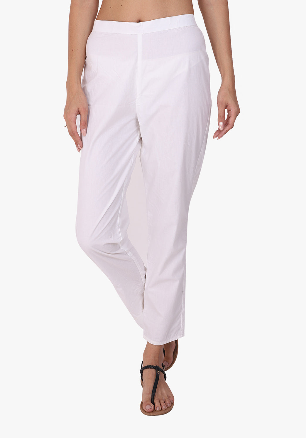Basic Straight 100% Cotton White Pant