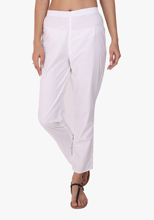 Basic Straight 100% Cotton White Pant