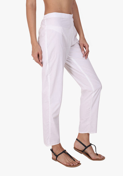 Basic Straight 100% Cotton White Pant