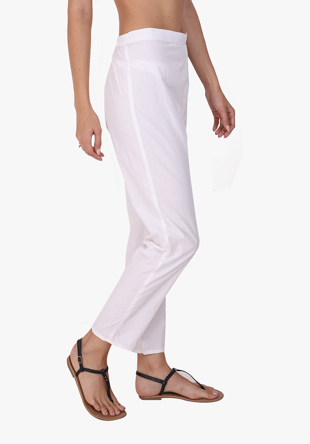 Basic Straight 100% Cotton White Pant