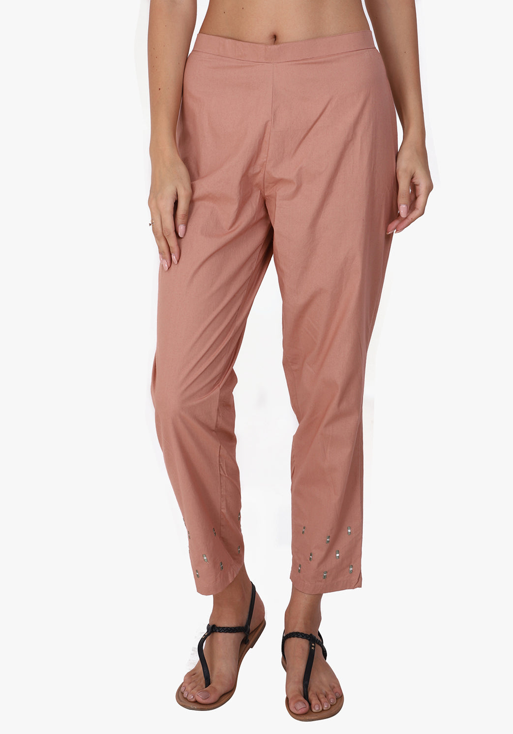 Embroidered Straight 100% Cotton Autumn Blonde Pant