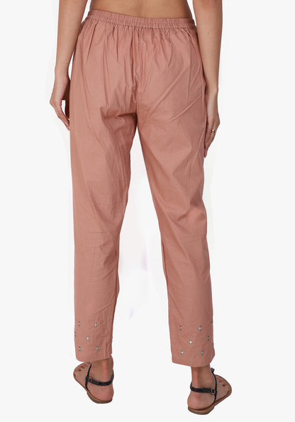 Embroidered Straight 100% Cotton Autumn Blonde Pant