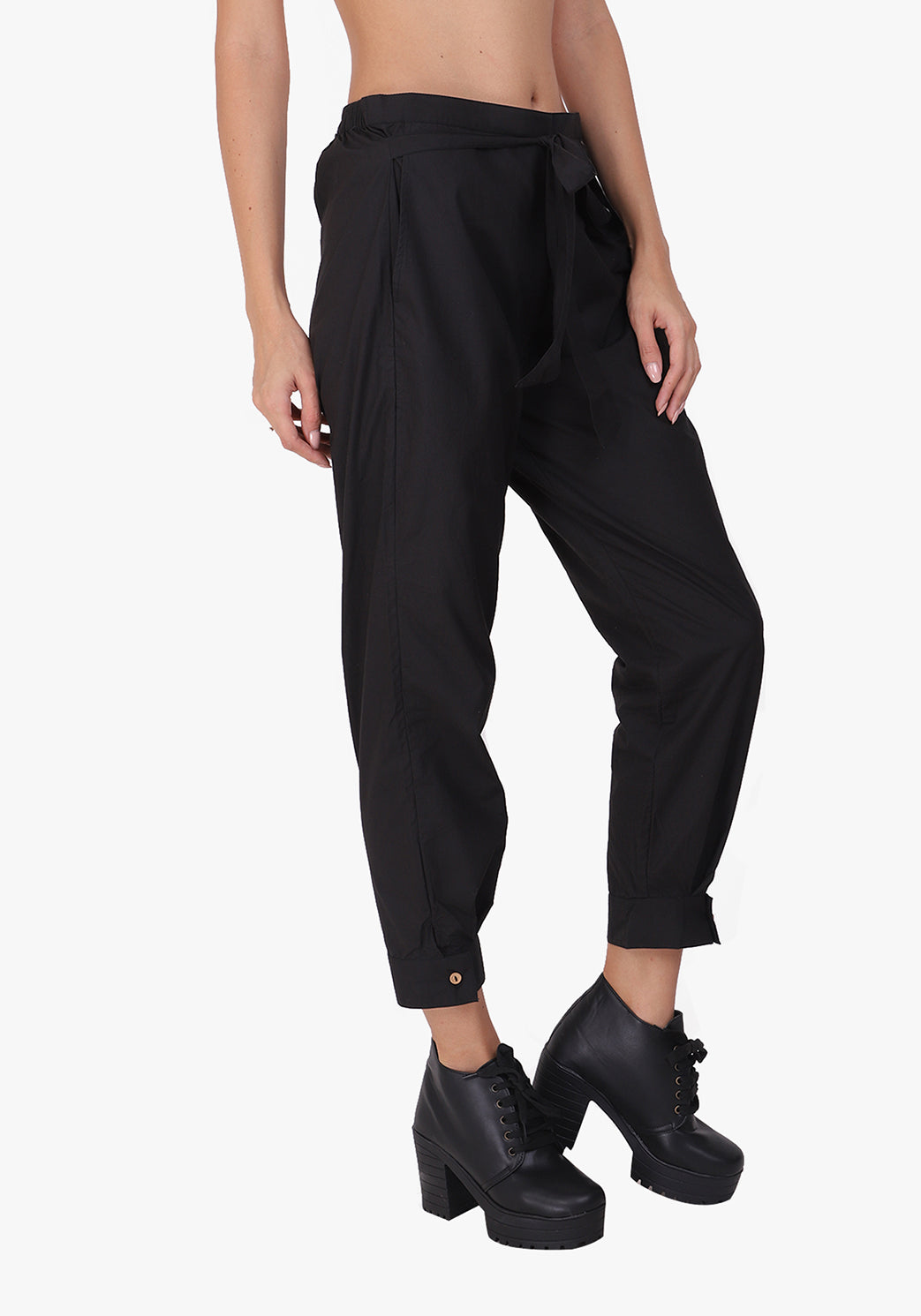 Designer Straight 100% Cotton Black Pant