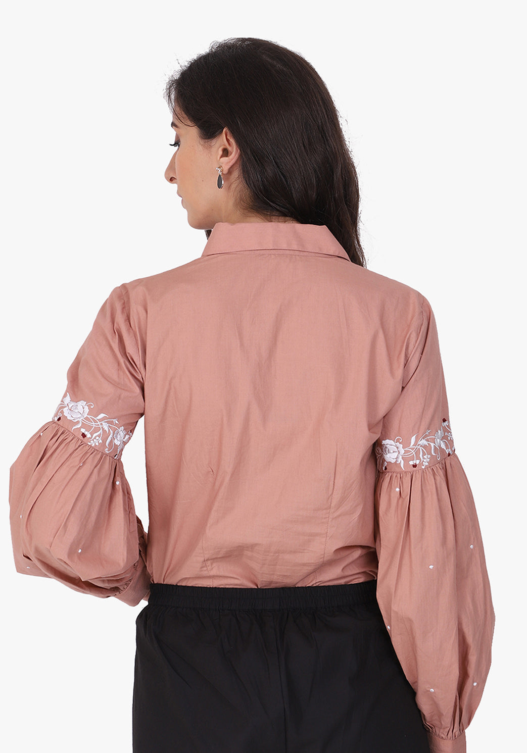 Embroidered Bishop Sleeve Autumn Blonde Shirt