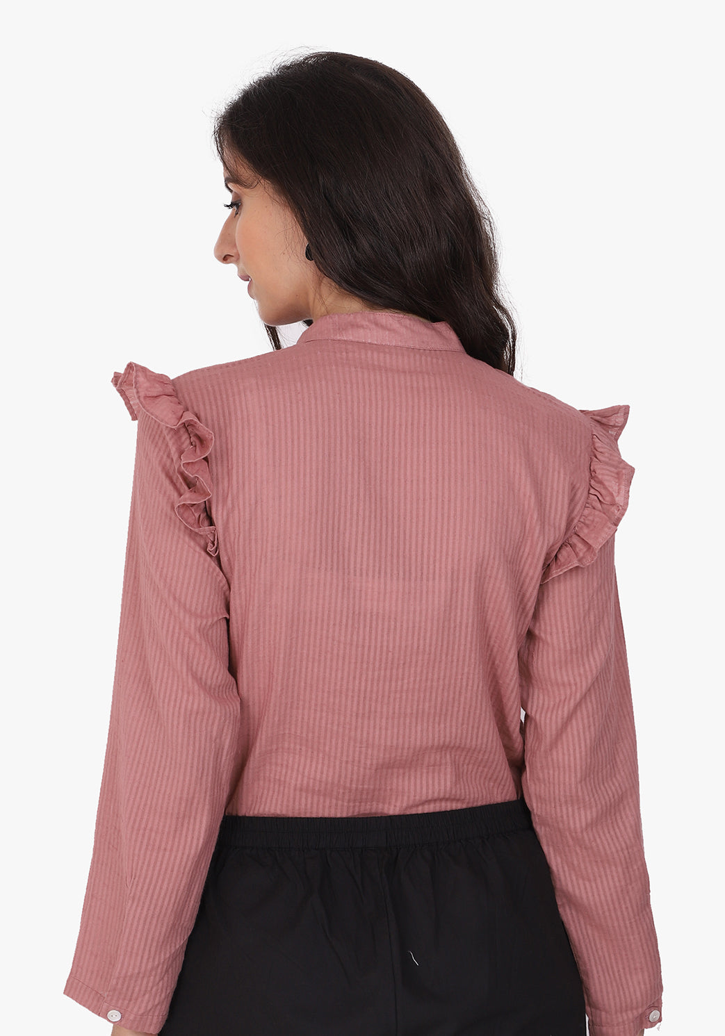 Dobby Frill Placket Pale Blush Shirt