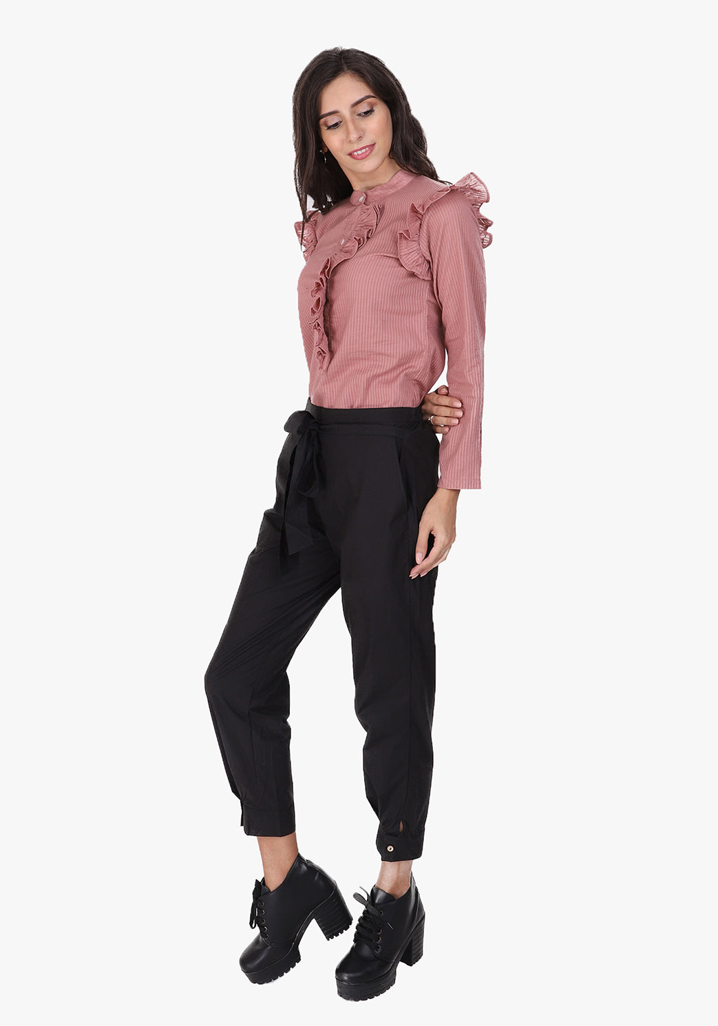 Dobby Frill Placket Pale Blush Shirt