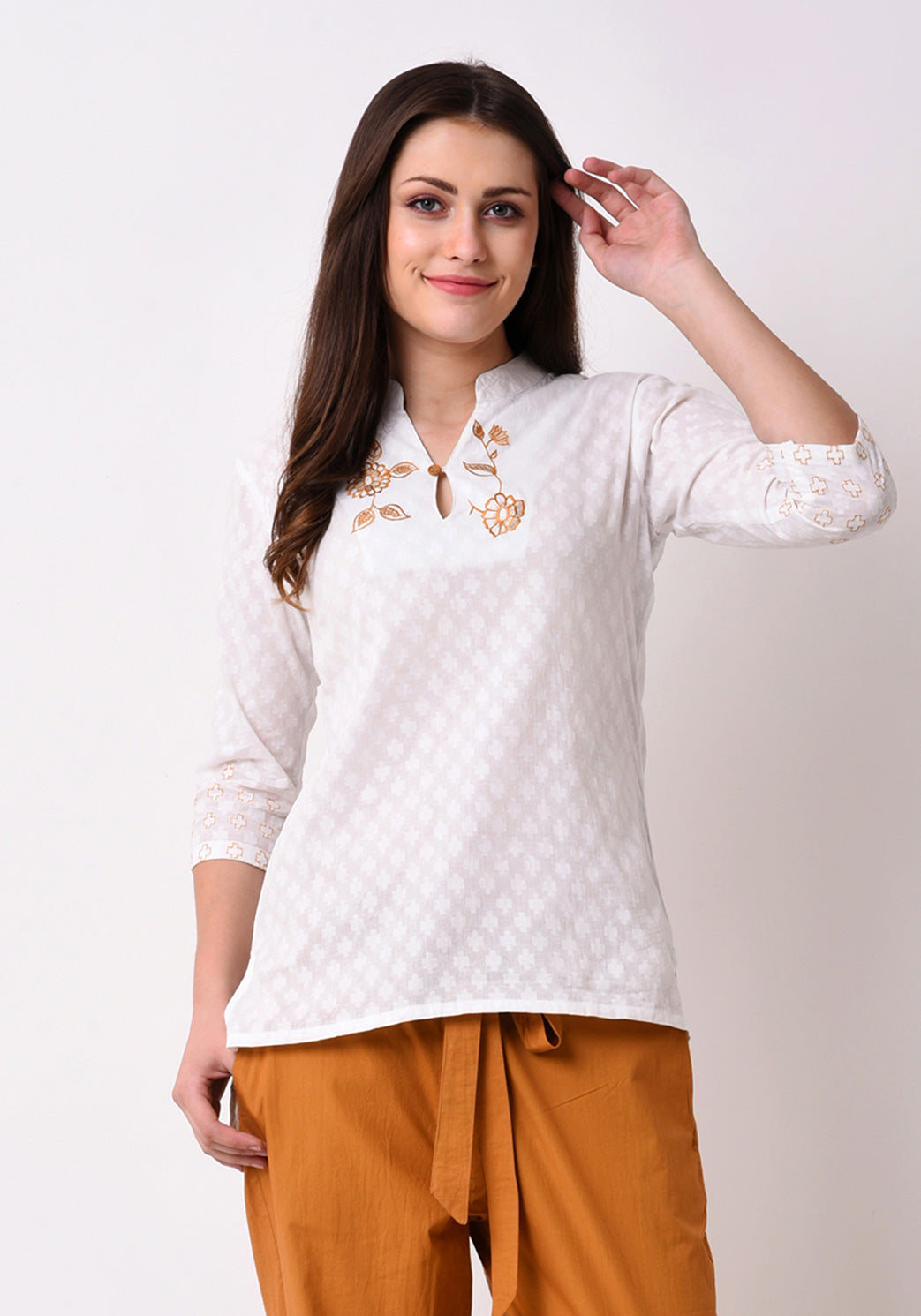 Doctor Dobby Embroidered Top - White