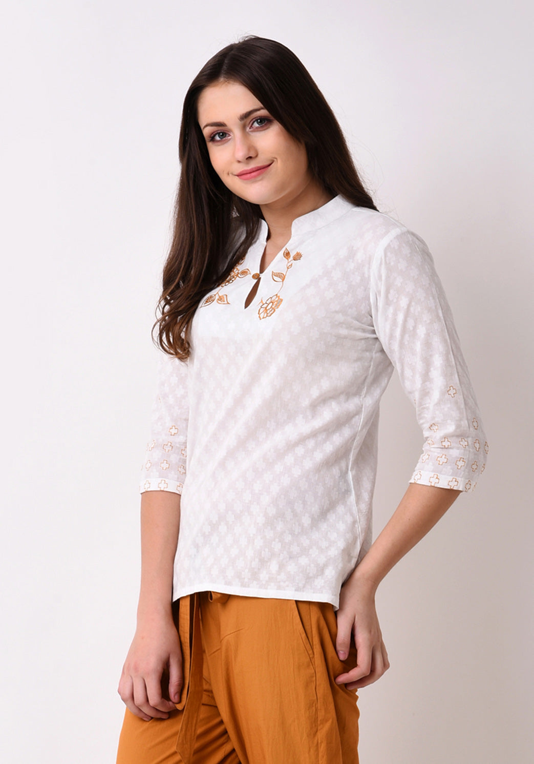 Doctor Dobby Embroidered Top - White