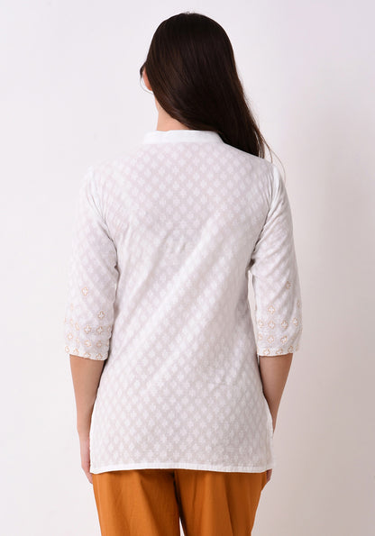 Doctor Dobby Embroidered Top - White