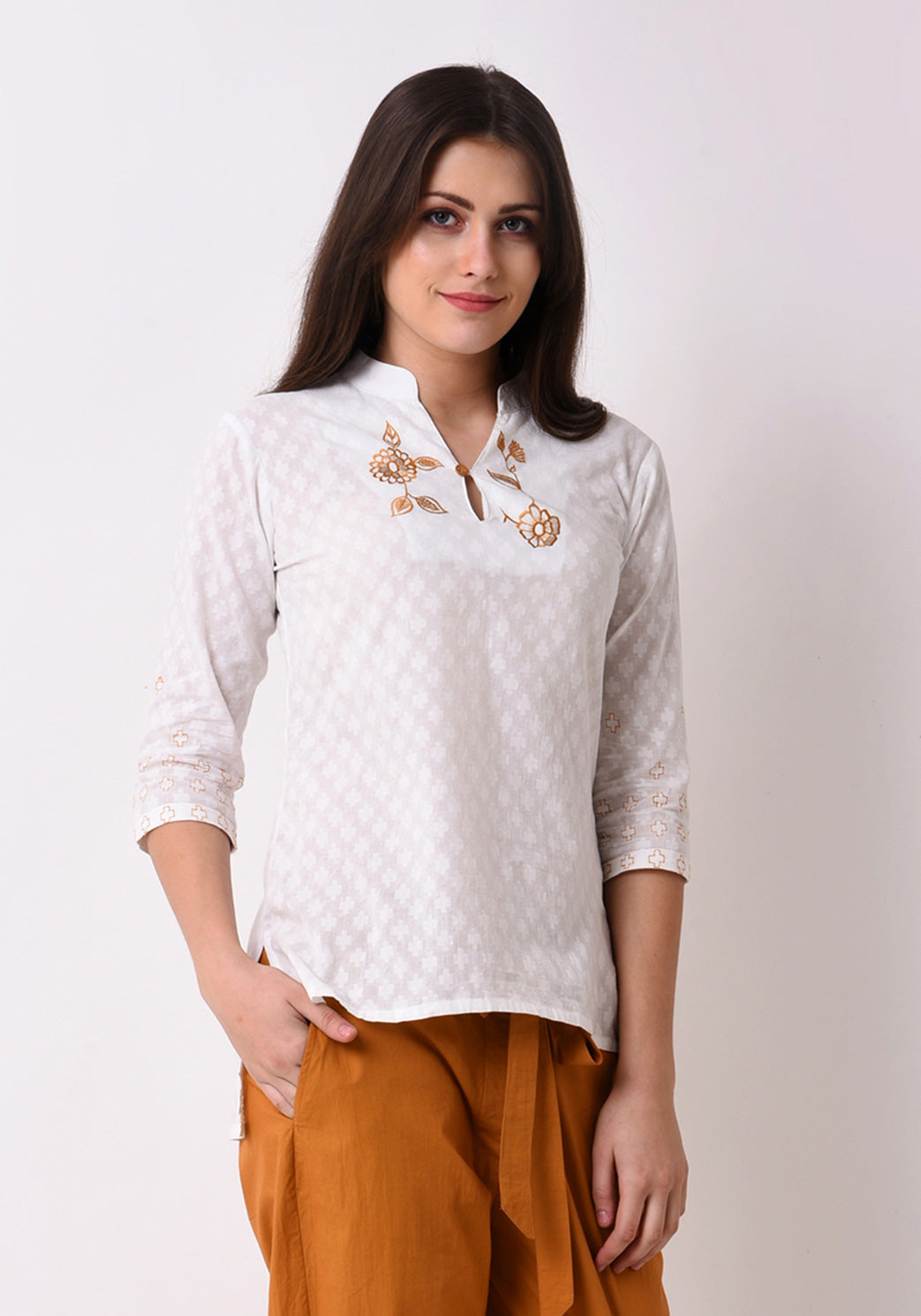 Doctor Dobby Embroidered Top - White