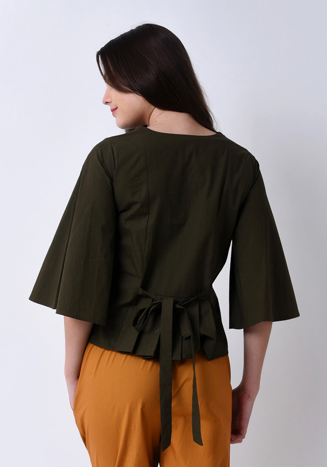 Tribal Embroidered Top - Army Green