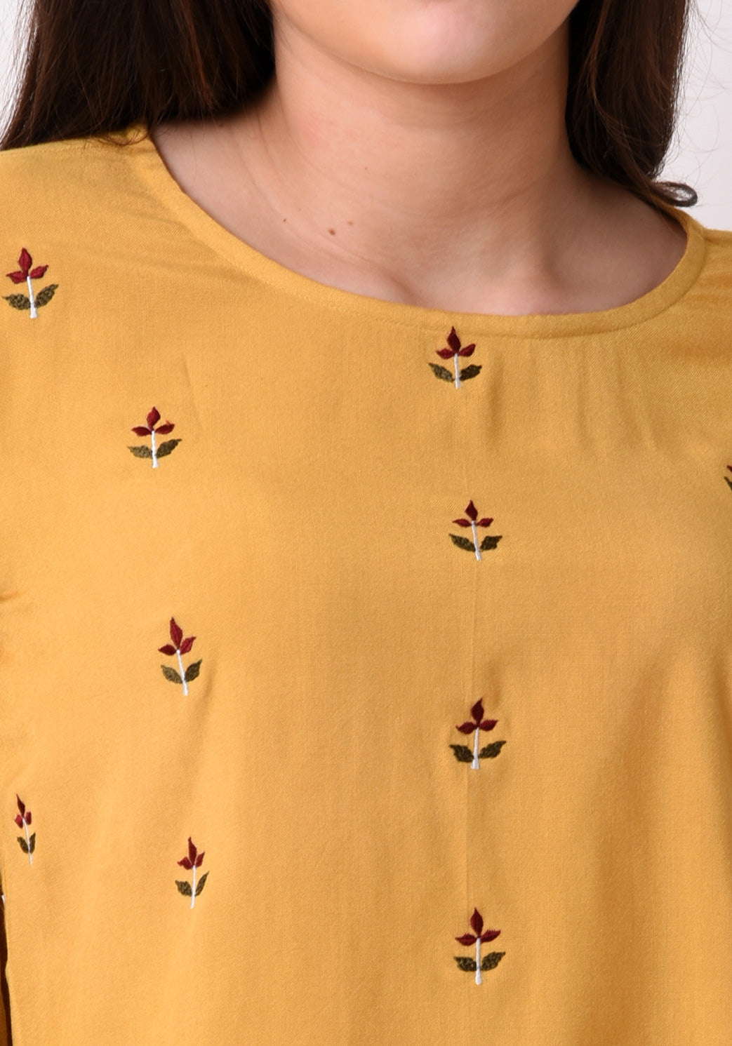 Front Embroidered Top - Sunflower Yellow
