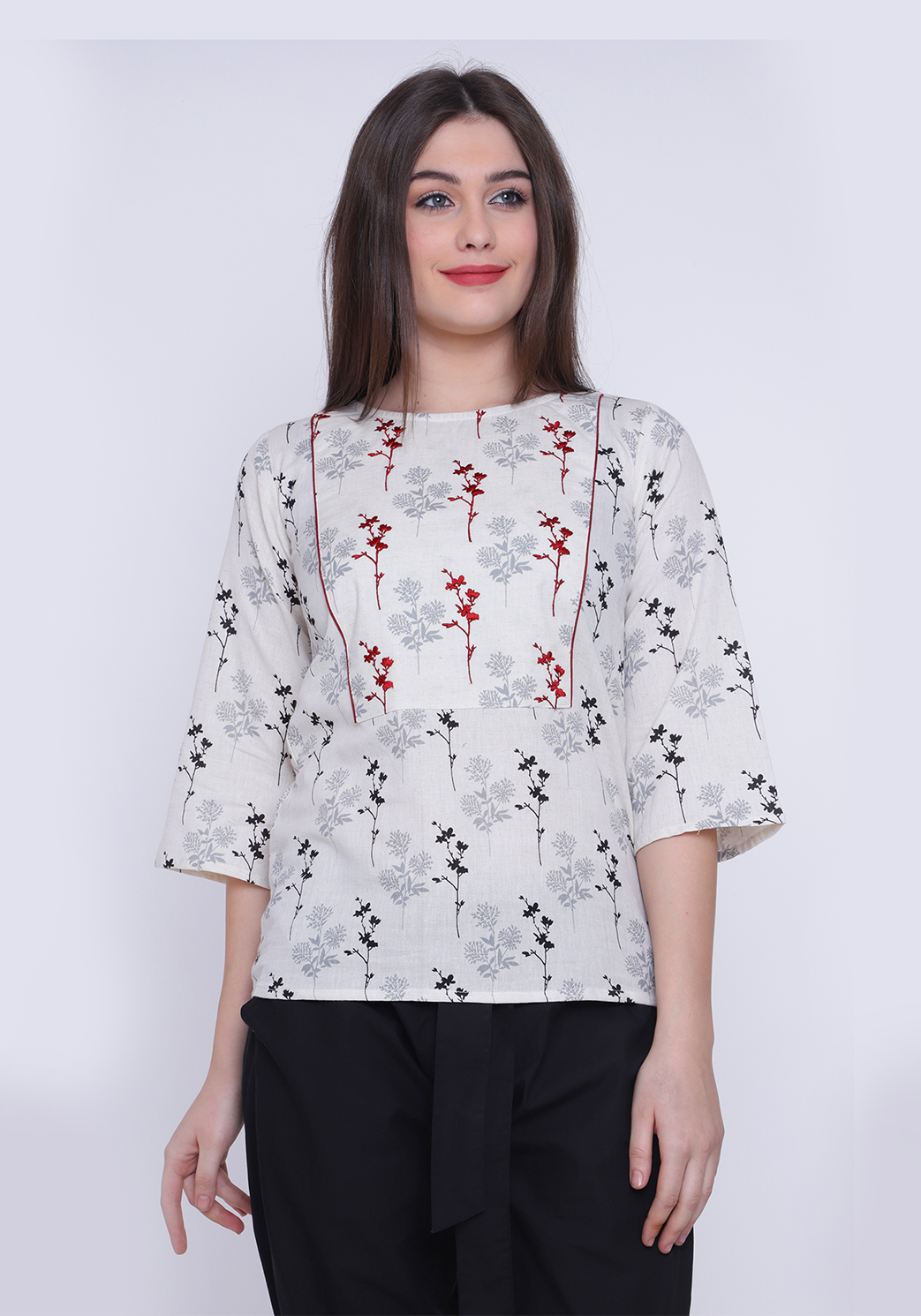 Floral Printed Embroidered After Glow Top