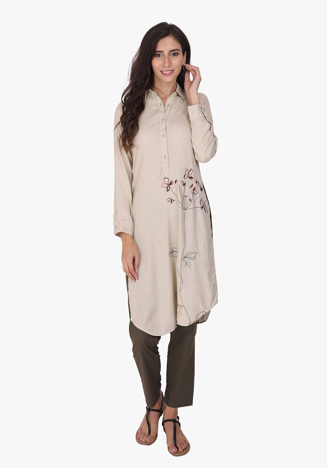 Statement Embroidered After Glow Floral Tunic