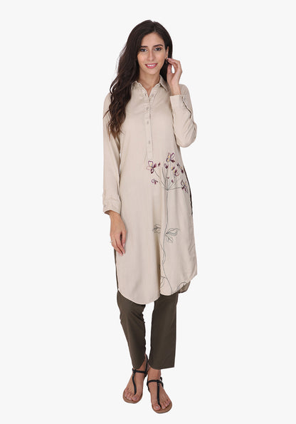 Statement Embroidered After Glow Floral Tunic