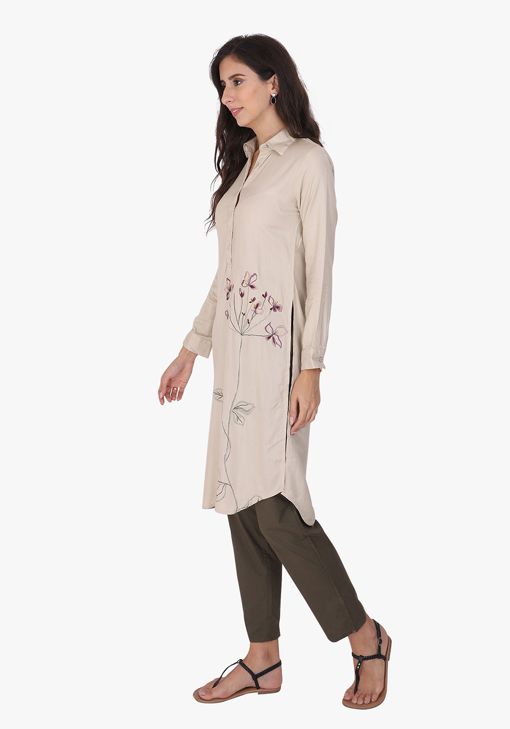 Statement Embroidered After Glow Floral Tunic