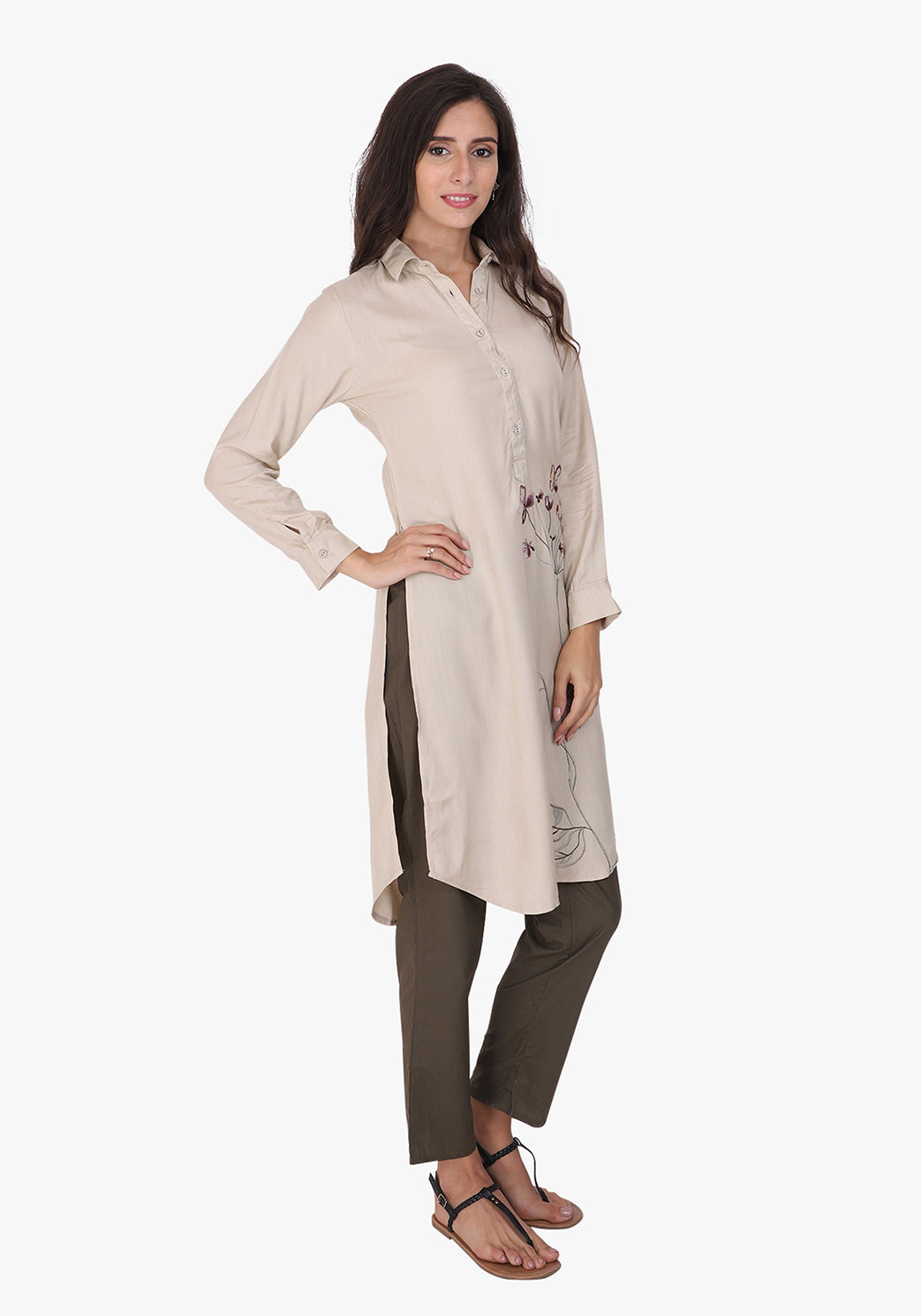Statement Embroidered After Glow Floral Tunic
