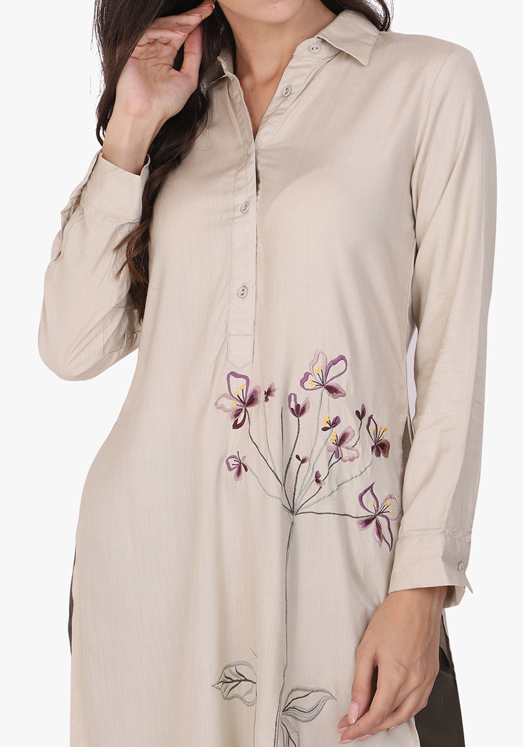 Statement Embroidered After Glow Floral Tunic