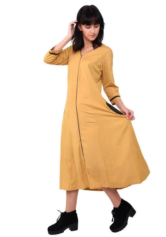 Pocket Embroidered Shift Dress - Sunflower Dress VRITTA
